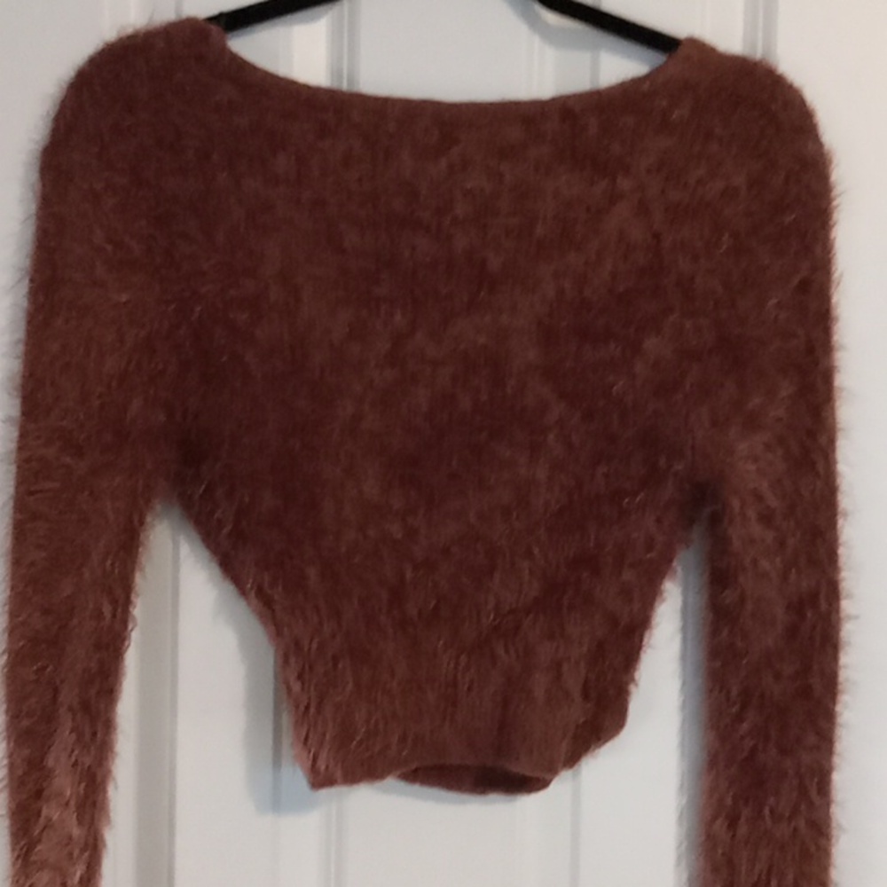 Love Tree Women's V-Neck Sweater in Warm Brown - Picture 5 of 6